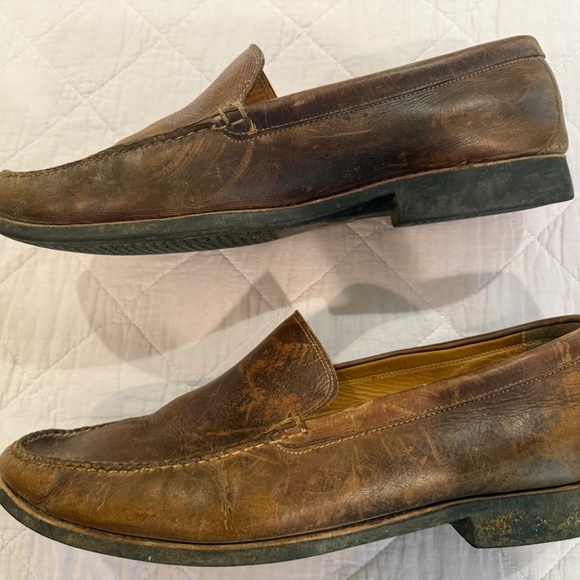 Johnson & Murphy Brown Leather Sheepskin Loafers 12 M 20-7792 Made in Brazil - Picture 3 of 10